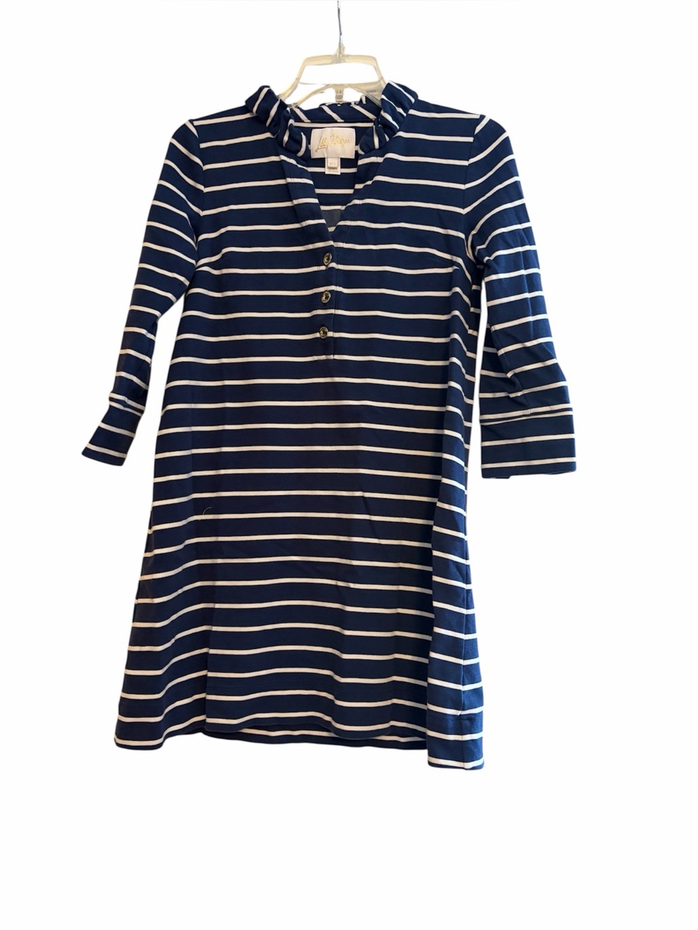 Lilly Pulitzer Knightley Popover Dress in Low Tide Navy Heritage Stripe Size XXS